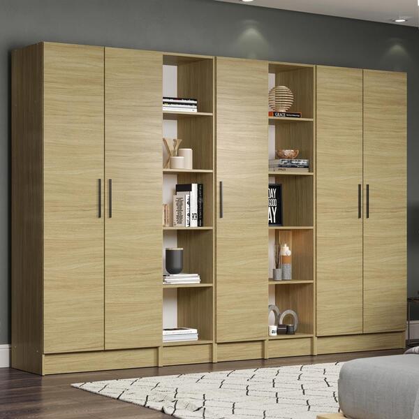 Guarda-roupa Modulado Madesa Nilo 280002 5 Peças - Carvalho