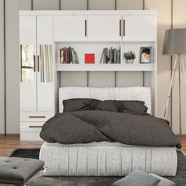 Guarda Roupa Modulado Paris 5 Portas Com Espelho E 2 Gavetas