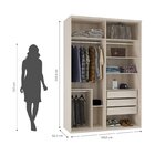 Guarda-roupa Modulado Solteiro 1,60m 2 Portas De Correr Com E