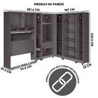 Guarda Roupa Modulado Solteiro 6 Peças 10 Portas Grafite Delt