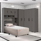 Guarda Roupa Modulado Solteiro 6 Peças 10 Portas Grafite Delt