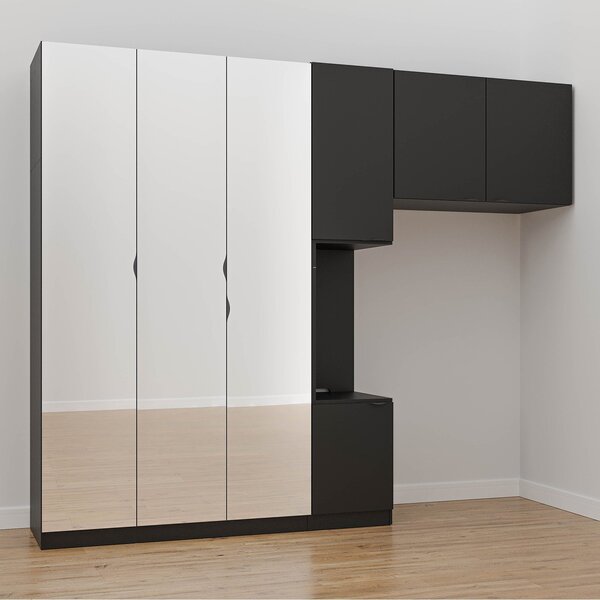 Guarda-roupa Modulado Solteiro 7 Portas Espelho E Mesa De Cab