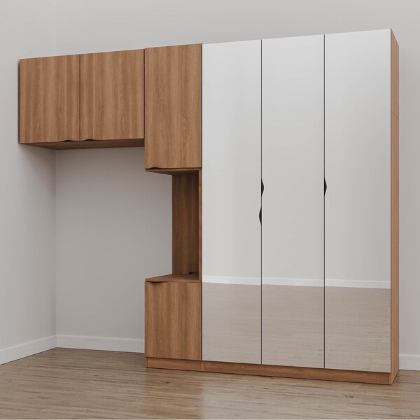 Guarda-roupa Modulado Solteiro 7 Portas Espelho E Mesa De Cab