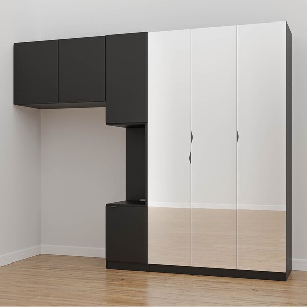 Guarda-roupa Modulado Solteiro 7 Portas Espelho E Mesa De Cab