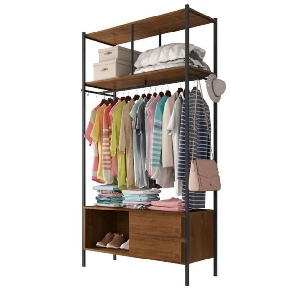 Guarda Roupa Modulado Solteiro Closet Lisboa Preto Demolição