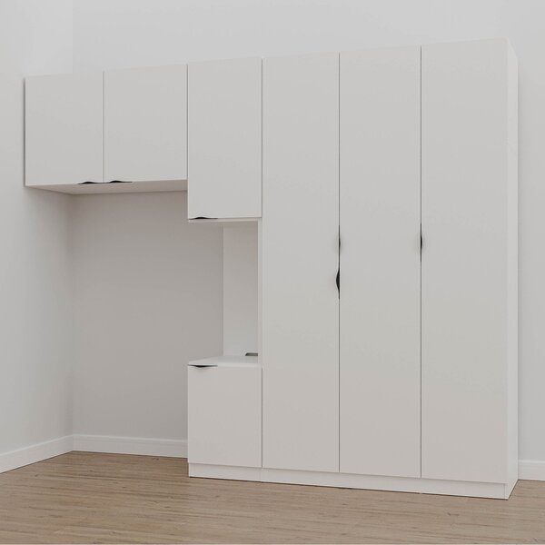 Guarda-roupa Modulado Solteiro Com Mesa De Cabeceira 7 Portas