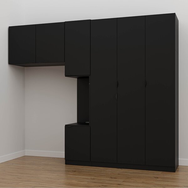 Guarda-roupa Modulado Solteiro Com Mesa De Cabeceira 7 Portas