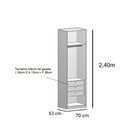 Guarda-roupa Modular 100% Mdf 2 Portas Com Gavetas 70cm Altez