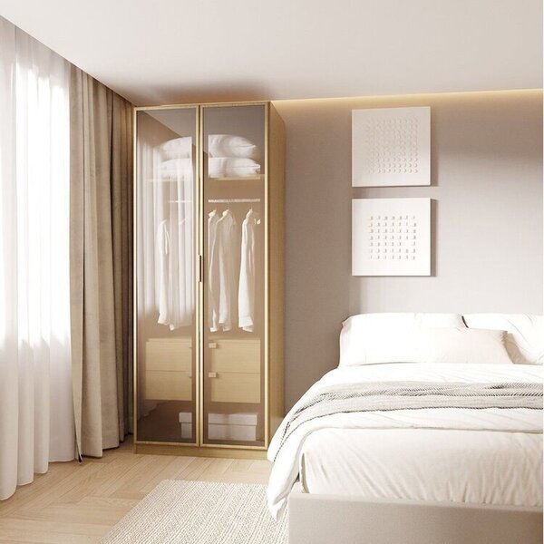 Guarda-roupa Modular 80cm Com Portas Reflecta E Gaveteiro Jad