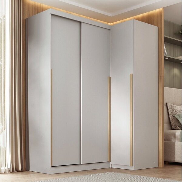 Guarda-roupa Modular De Canto 2 Peças 3 Portas Com 2 Portas D
