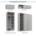 Guarda-roupa Modular De Canto 4 Peças 8 Portas Com 4 Portas D