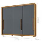 Guarda Roupa Monaco 3 Portas 5 Gavetas Freijo Cinza