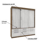 Guarda Roupa Mônaco 3 Portas De Correr 3 Gavetas Rodial - Cac