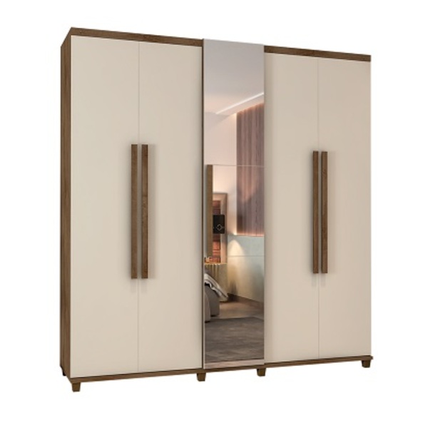 Guarda-roupa Munique C/espelho Freijó Com Off White – Rv Móve