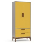 Guarda Roupa Nature 2 Portas Cinza/amarelo/eco Wood - Matic