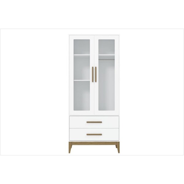Guarda Roupa Nature Glass 2 Portas Branco Acetinado Com Eco W