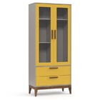 Guarda Roupa Nature Glass 2 Portas Cinza/amarelo/eco Wood - M
