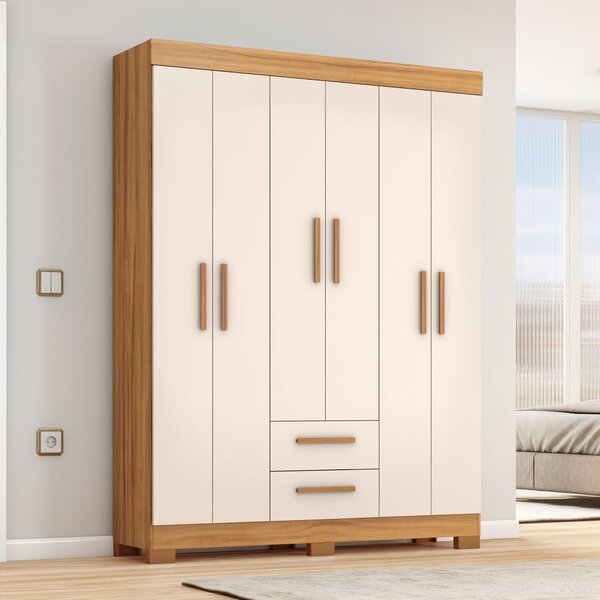 Guarda-roupa Nt6015 Com 6 Portas E 2 Gavetas Freijó Trend/off
