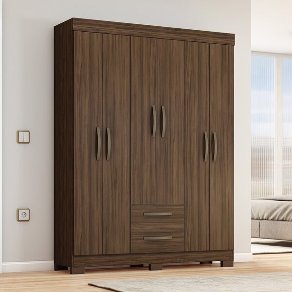 Guarda-roupa Nt6015 Com 6 Portas E 2 Gavetas Nogal Trend