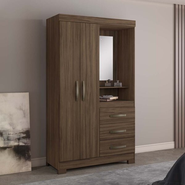 Guarda-roupa Nt 5170 Capelinha Solteiro Com Espelho E 3 Gavet