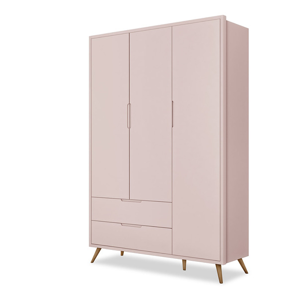 Guarda Roupa Old Clean Infantil Rosa 3 Portas Potente