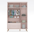 Guarda Roupa Old Clean Infantil Rosa 3 Portas Potente