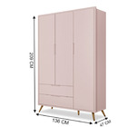 Guarda Roupa Old Clean Infantil Rosa 3 Portas Potente