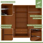 Guarda-roupa Ollie 3 Portas 2 Gavetas 7 Prateleiras Frassino/