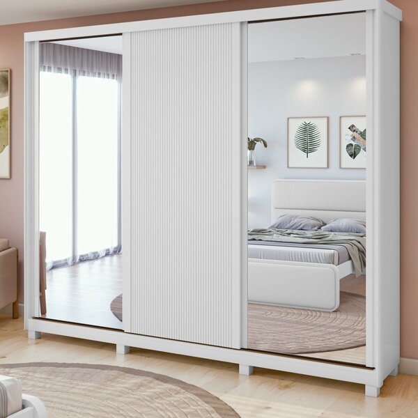 Guarda-roupa Ollie 3 Portas 2 Portas Glass 5 Prateleira 6 Gav