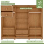 Guarda-roupa Ollie 3 Portas 2 Portas Glass 5 Prateleira 9 Gav