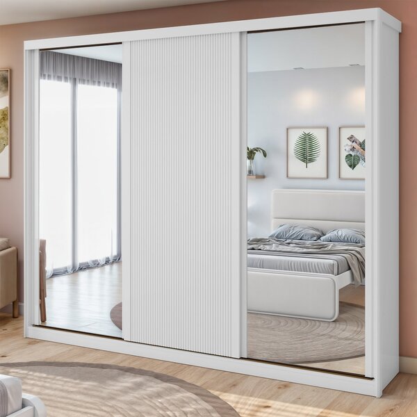 Guarda-roupa Ollie 3 Portas 6 Prateleiras 6 Gavetas Branco