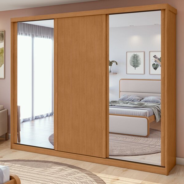 Guarda-roupa Ollie 3 Portas 7 Prateleiras 2 Gavetas Amendoa C