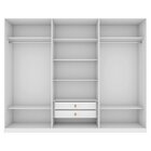 Guarda-roupa Ollie 3 Portas 7 Prateleiras 2 Gavetas Branco