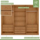 Guarda-roupa Ollie 3 Portas 9 Gavetas 5 Prateleiras Amendoa C