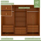 Guarda-roupa Ollie 3 Portas 9 Gavetas 5 Prateleiras Frassino/