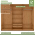 Guarda-roupa Ollie 6 Portas 2 Gavetas 7 Prateleiras Amendoa C
