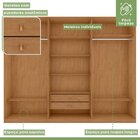 Guarda-roupa Ollie 6 Portas 2 Gavetas 7 Prateleiras Amendoa C