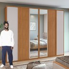 Guarda-roupa Ollie 6 Portas 2 Gavetas 7 Prateleiras Com Espel