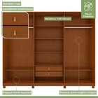 Guarda-roupa Ollie 6 Portas 2 Gavetas 7 Prateleiras Com Pés F