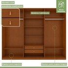 Guarda-roupa Ollie 6 Portas 2 Gavetas 7 Prateleiras Frassino/
