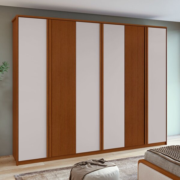 Guarda-roupa Ollie 6 Portas 2 Gavetas 7 Prateleiras Frassino/