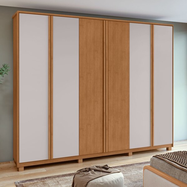 Guarda-roupa Ollie 6 Portas 2 Gavetas 9 Prateleiras Com Pés A