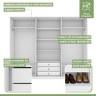 Guarda-roupa Ollie 6 Portas 3 Gavetas 7 Prateleiras Com Espel