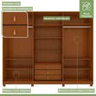 Guarda-roupa Ollie 6 Portas 3 Gavetas 9 Prateleira Com Pés Fr