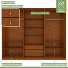 Guarda-roupa Ollie 6 Portas 3 Gavetas 9 Prateleira Frassino/o