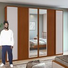 Guarda-roupa Ollie 6 Portas 4 Gavetas 8 Prateleiras Com Espel