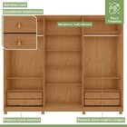 Guarda-roupa Ollie 6 Portas 4 Gavetas 8 Prateleiras Com Pés A
