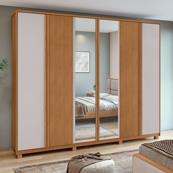 Guarda-roupa Ollie 6 Portas 6 Gavetas 5 Prateleiras Com Pés E