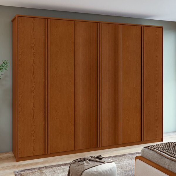 Guarda-roupa Ollie 6 Portas 6 Gavetas 5 Prateleiras Frassino