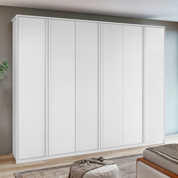 Guarda-roupa Ollie 6 Portas 6 Gavetas 6 Prateleiras Branco